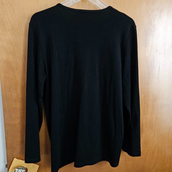 DONATED Danskin Long Sleeve V-Neck Button-Up Black Jacket - Picture 2 of 6